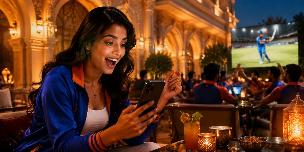 Live cricket betting interface with IPL match scores showing in India